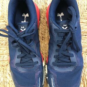 Under Armour Blue and Red Sneakers with Breathable Mesh
